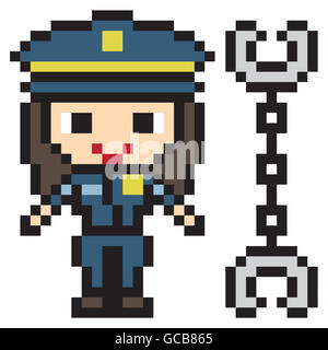 Illustration Design Pixel Kunst Polizei Stockfoto