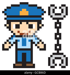 Illustration Design Pixel Kunst Polizei Stockfoto