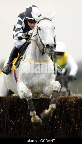 Monet's Garden und Barry Geraghty führen über die letzten und gewinnen die Betfair Ascot Steeple Chase während des Betfair Ascot Chase Day auf der Ascot Racecourse, Berkshire. Stockfoto