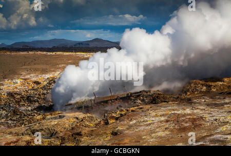 Aktive geothermische Gebiet im Südwesten Islands. Stockfoto