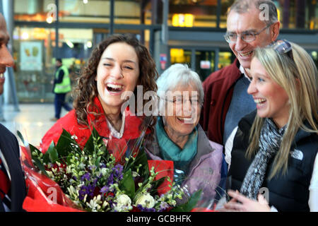 Winter Olympiade - Team GB Return - Heathrow Flughafen Stockfoto