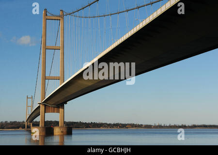 Eine allgemeine Ansicht der Humberbrücke, Hull.. Eine allgemeine Ansicht der Humberbrücke, Hull. Stockfoto