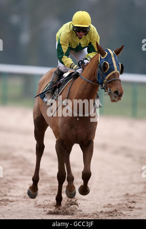 Jockey Patrick McDonald auf Railway Park nach dem Betdaq.co.uk Median Auktion Maiden Stakes Stockfoto