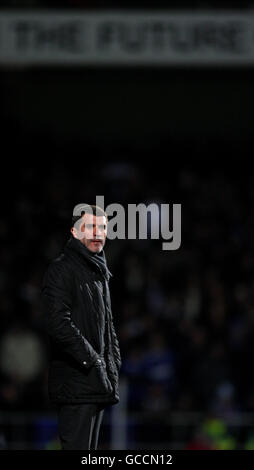 Fußball - Coca Cola Championship - Ipswich Town / Cardiff City - Portman Road. Roy Keane, Stadtmanager von Ipswich, beim Coca-Cola Championship-Spiel in der Portman Road, Ipswich. Stockfoto