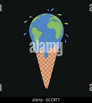Eis der Erde schmilzt - Globaltemperaturanstiegbegriff. Vektor-Illustration EPS 10. Stock Vektor