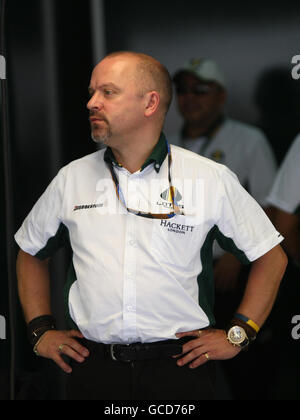 Mike Gascoyne, Chief Technical Officier von Lotus, während des Grand Prix der Gulf Air Bahrain auf dem Bahrain International Circuit in Sakhir, Bahrain Stockfoto