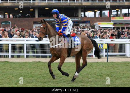 Lenabane wird vor dem Judentum von Jockey Paddy Flood geritten Handicap Chase Für Anfänger (Aufgeführt) Stockfoto