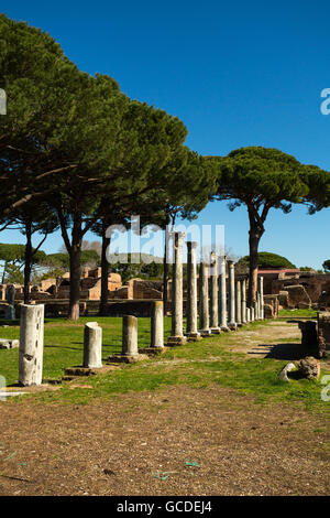 Die Ruinen der antiken römischen Stadt Ostia Antica in Italien Stockfoto