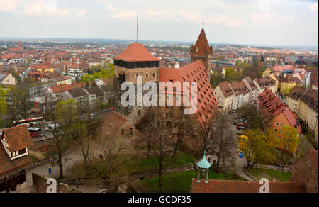 Von der Spitze der Burg Sinwell Turm der Kaiserburg Nürnberg Stockfoto