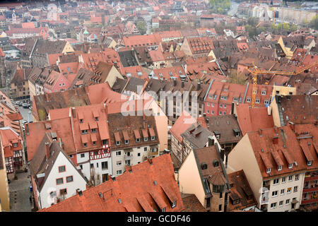 Blick über die Dächer von Nürnberg Stockfoto