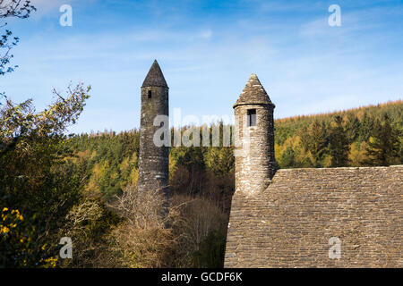 Die klösterliche Stadt Glendalough, Co. Wicklow Stockfoto