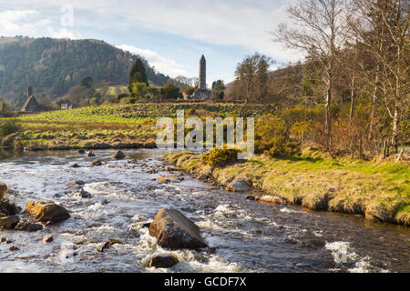 Die klösterliche Stadt Glendalough, Co. Wicklow Stockfoto