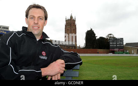 Somerset-Kapitän Marcus Trescodick während eines Medientages auf dem County Ground, Taunton. Stockfoto