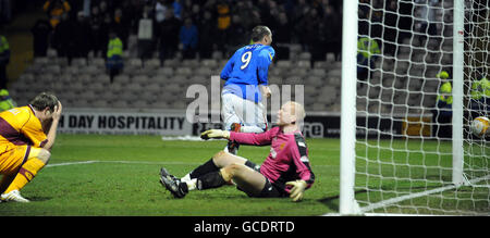 Fußball - Clydesdale Bank Scottish Premier League - Motherwell gegen Rangers - Fir Park. Kris Boyd von Ranger feiert den Torreigen Stockfoto