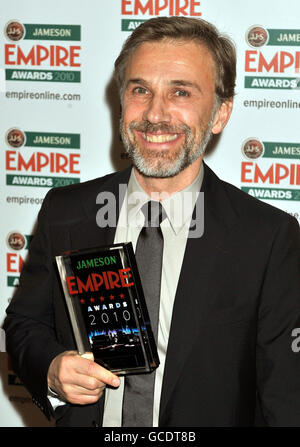 Christoph Waltz mit dem besten Schauspieler bei den Jameson Empire Awards 2010 im Grosvenor House Hotel im Zentrum von London. Stockfoto