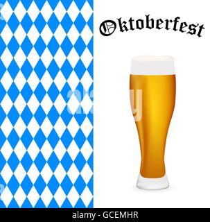 Symbole Oktoberfest Bier und bayerische Flagge Stock Vektor