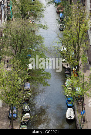 Blick von der Zuiderkerk auf Groenburgwal, Amsterdam, Holland, Niederlande, Europa Stockfoto