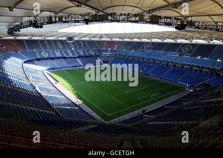 Gesamtansicht des Innenraums der HSH Nordbank Arena, Heimat des Hamburger SV Stockfoto