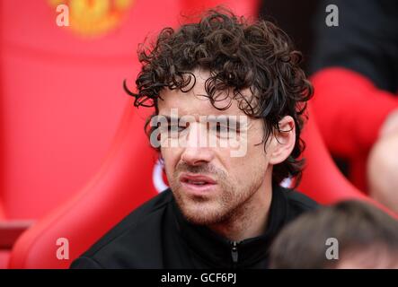 Owen Hargreaves von Manchester United auf der Suspentitutes Bank vor Anstoß Stockfoto