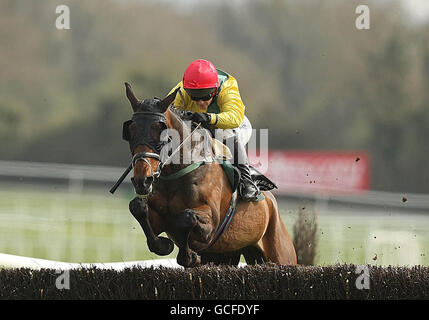 Katie Walsh an Bord von Battlefront, trainiert von Ted Walsh, gewinnt die Ernst und Young Handicap Steeplechase während des Punchestown Festivals auf der Punchestown Racecourse, Dublin, Irland. Stockfoto