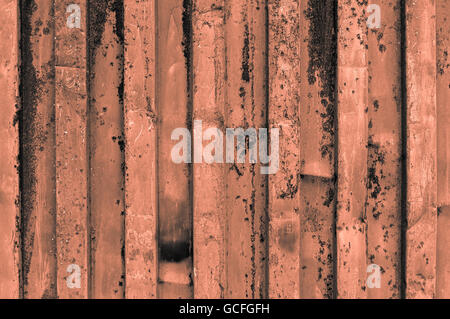 rau und rostigen orange grau orangefarben Wellblech Metall Oberfläche Nahaufnahme Stockfoto