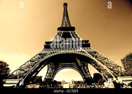 Der Eiffelturm-sepia Stockfoto