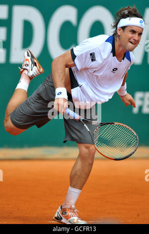 Tennis - ATP World Tour Masters - Tag fünf - Monte-Carlo - Herreneinzel -. Der spanische David Ferrer in Aktion Stockfoto