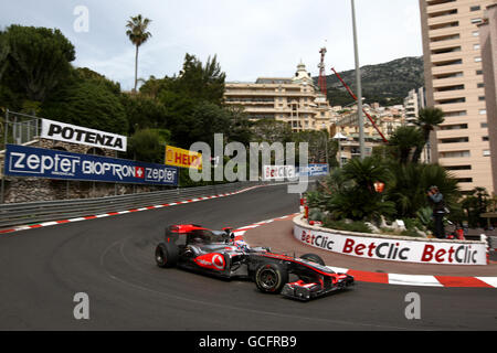 Formel-1-Autorennen - großer Preis von Monaco - Training und Qualifikation - Circuit de Monaco. Jenson Button, McLaren. Stockfoto