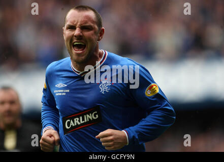 Fußball - Clydesdale Bank Scottish Premier League - Rangers gegen Motherwell - Ibrox Stadium. Kris Boyd der Rangers feiert das erste Tor während des Spiels der Scottish Premier League der Clydesdale Bank in Ibrox, Glasgow. Stockfoto