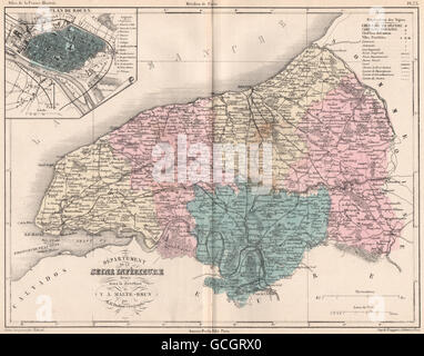 SEINE-MARITIME. Carte du Département. Seine-Maritime. Rouen.MALTE-BRUN, 1852-Karte Stockfoto