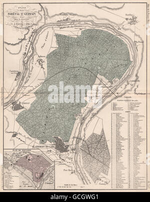 FORÊT DE ST. GERMAIN EN LAYE. Antike Landkarte. Pontoise Plan. MALTE-BRUN, 1852 Stockfoto