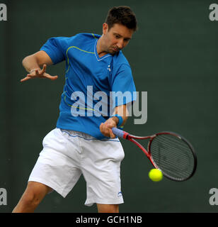 Der britische Alex Bogdanovic im Kampf gegen Rajeev RAM der USA die britische Elena Baltacha im Kampf gegen die britische Naomi Cavaday während der AEGON Trophy im Nottingham Tennis Center. Stockfoto