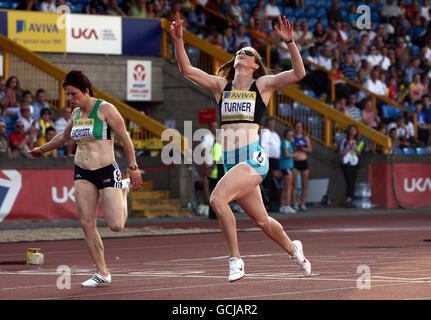 Leichtathletik - Aviva European Trials und UK Championships - Tag drei - Alexander Stadium. Laura Turner gewinnt das 200m-Finale der Damen während der Aviva European Trials und UK Championships im Alexander Stadium, Birmingham. Stockfoto