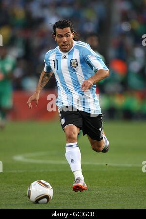 Fußball - FIFA Fußball-Weltmeisterschaft Südafrika 2010 - Gruppe B - Argentinien / Nigeria - Ellis Park. Carlos Tevez, Argentinien Stockfoto