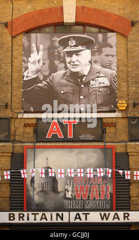 Gesamtansicht von Winston Churchills Großbritannien bei war Experience, Tooley Street, Central London. Stockfoto