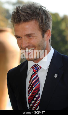 England-Teambotschafter David Beckham nimmt an einem FA-Empfang im Saxon Hotel in Johannesberg Teil. Stockfoto