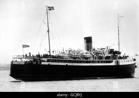 Die MV Princess Victoria, eine Passagierfähre auf der Stranraer - Larne Überfahrt, die in einem Sturm fünf Meilen vor der Grafschaft Down Coast mit dem Verlust von über 130 Menschenleben unterging. Es waren ca. 170 Personen an Bord. Stockfoto