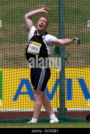 Leichtathletik - Aviva European Trials und UK Championships - Tag zwei - Alexander Stadium. Peter Smith tritt während der Aviva European Trials und UK Championships im Alexander Stadium, Birmingham, im Hammerwurf der Herren an. Stockfoto