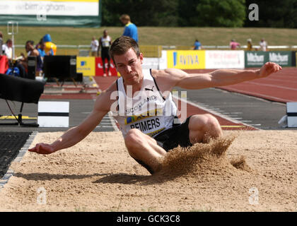 Leichtathletik - Aviva European Trials und UK Championships - Tag zwei - Alexander Stadium. Jude Beimers tritt bei den Aviva European Trials und UK Championships im Alexander Stadium, Birmingham, im Weitsprung der Männer an. Stockfoto