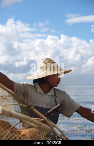 Fischer auf dem Inle See, Myanmar Stockfoto