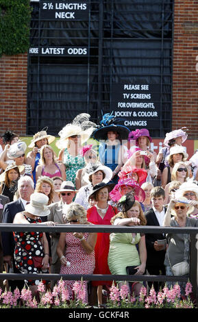 Racegoers am Ladies Day während des July Festivals auf der Newmarket Racecourse, Newmarket. Stockfoto