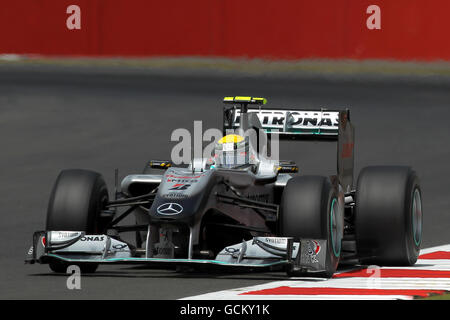 Motorsport - Santander Grand Prix Der Britischen Formel 1 - Qualifikation - Silverstone Circuit. Mercedes' Nico Rosberg beim Qualifying vor dem British Grand Prix von Santander auf dem Silverstone Circuit in Northampton. Stockfoto