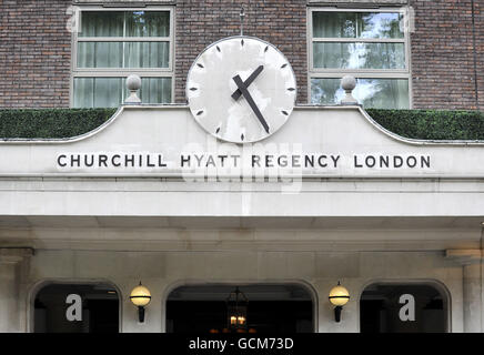 Gesamtansicht des Churchill Hyatt Regency Hotels im Zentrum von London. Stockfoto