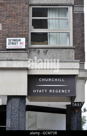 Gesamtansicht des Churchill Hyatt Regency Hotels im Zentrum von London. Stockfoto