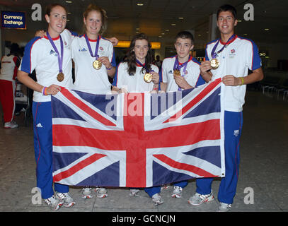 Olympia - GB Jugend Mannschaft Return Home - Heathrow Flughafen Stockfoto