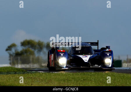 Motorsport - Le Mans Series - Renntag - Silverstone. Anthony Davidson aus Großbritannien fährt den Peugeot 908 HDI während des 1000-km-Rennens der Le Mans-Serie auf dem Silverstone Circuit in Northamptonshire. Stockfoto