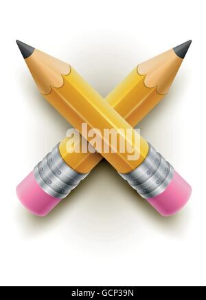 Gelbe Bleistift auf weißem Hintergrund. Vektor-Illustration. Stock Vektor