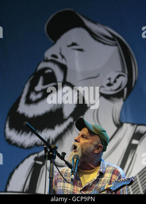 Seasick Steve tritt auf der Hauptbühne beim Electric Picnic Festival im Stradbally House in Co Laois, Irland, auf. Stockfoto