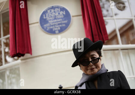 John Lennon blaue Plakette Stockfoto