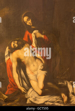 AVILA, Spanien, APRIL - 19, 2016: Das Bild der Pieta in der Kirche Iglesia Convento de Santa Teresa von unbekannten Künstler des 17. Jhdt. Stockfoto